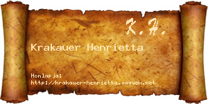 Krakauer Henrietta névjegykártya